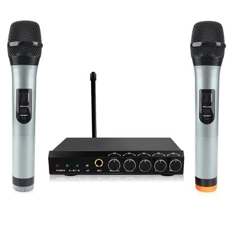 ARCHEER Wireless bluetooth Microphone System VHF Dual Chanels Handheld Microphone Systems Mini ...