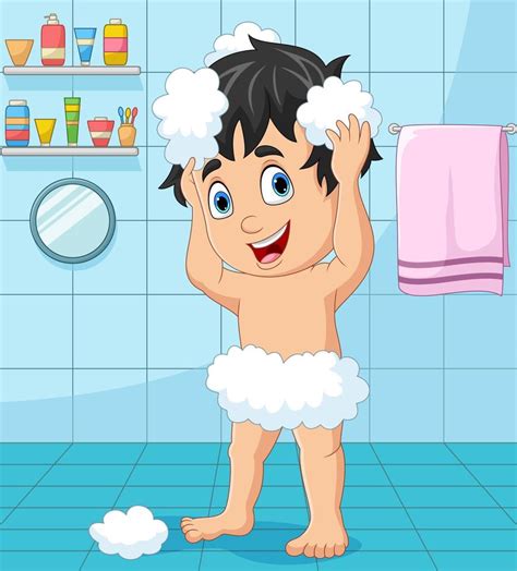 Cartoon little boy taking a bath 8734632 Vector Art at Vecteezy