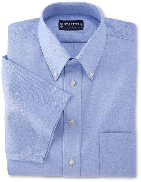 Stafford Travel Wrinkle-Free Oxford Mens Button Down Collar Short ...