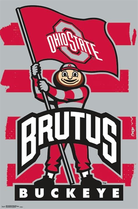 Ohio State Buckeyes "Brutus Power" Official NCAA Team Mascot Logo Post ...