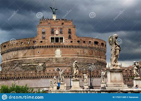 Castle Sant Angelo and Ponte Sant Angelo with Its Angel Statues - Rome, Italy Editorial Image ...