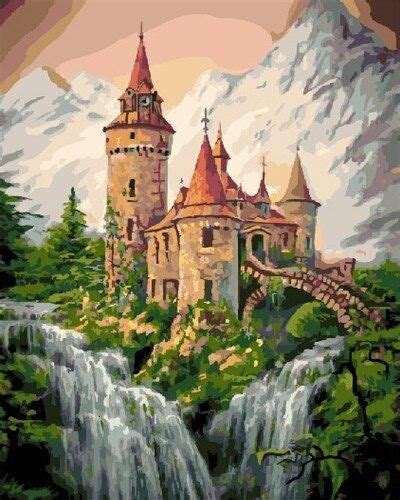 Mount Waterfall Castle Paint By Numbers | Castle painting, Paint by ...