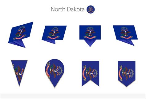 North Dakota US State flag collection, eight versions of North Dakota ...