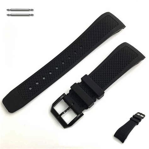 Swiss Army Compatible Curved End 22mm Black Silicone Rubber Strap Watch Band #4441