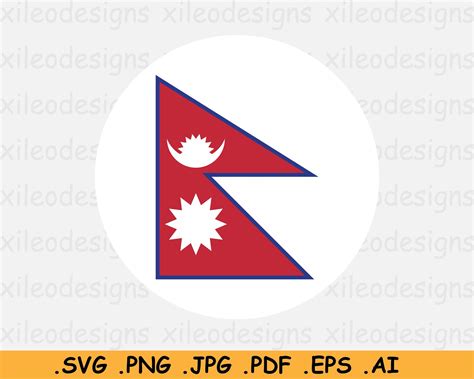 Nepal Round Flag SVG Nepali Nepalese Circular Banner | Etsy