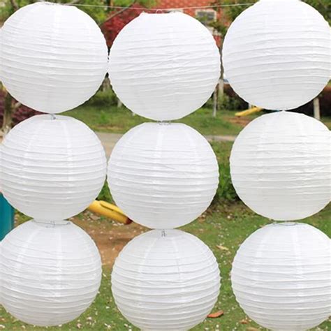 White paper lanterns 10pcs/lot 4''(10cm) Round paper lanterns lamps festival wedding decoration ...