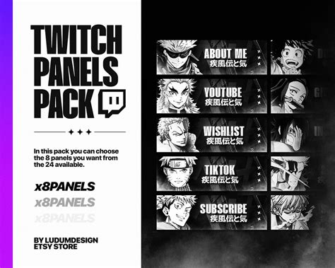 Anime Twitch Panels x8 / Dark Anime Stream Panels / Twitch - Etsy