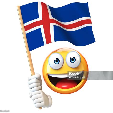 Emoji Holding Icelandic Flag Emoticon Waving National Flag Of Iceland ...