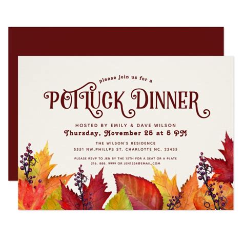 Color of Autumn | Thanksgiving PotLuck Dinner Invitation | Zazzle.com