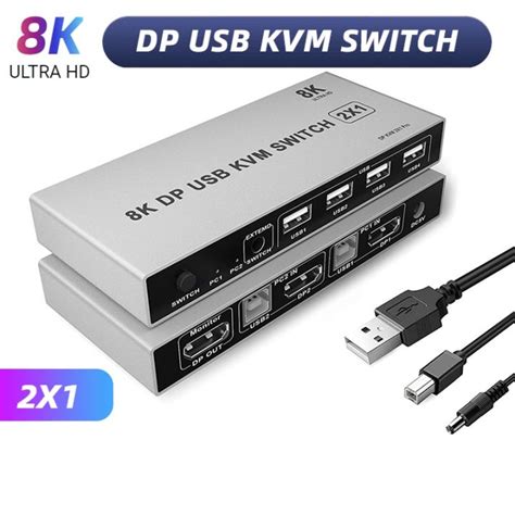 8K Displayport KVM Switch 2-port DP USB KVM Switch 4K144hz Displayport ...