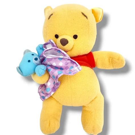 FISHER PRICE WINNIE The Pooh Baby Bear Plush Rattle With Blue Bear Lovey 10" $22.64 - PicClick