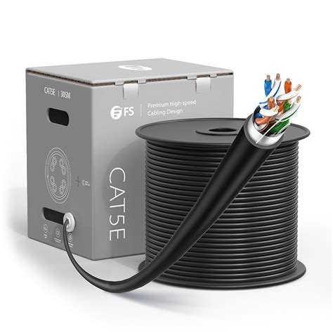 Cat5e Ethernet Solid Bulk Cable,1000ft, F/UTP, 26AWG, Black - FS