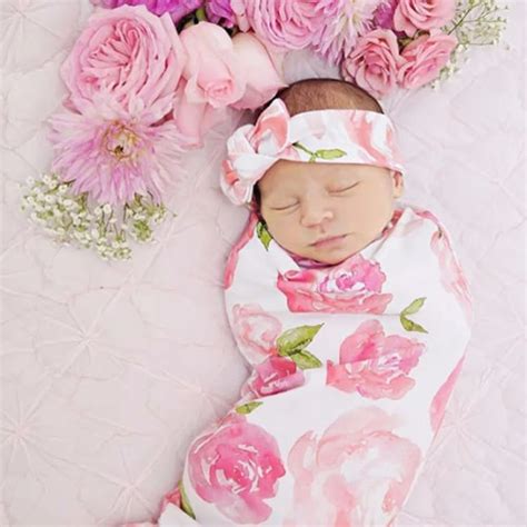 Pink Floral Printing Newborn Fashion Baby Swaddle Blanket Baby Sleeping ...