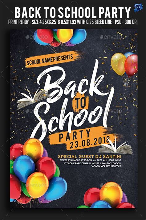 Back To School Party Flyer | Party flyer, Back to school party, School ...