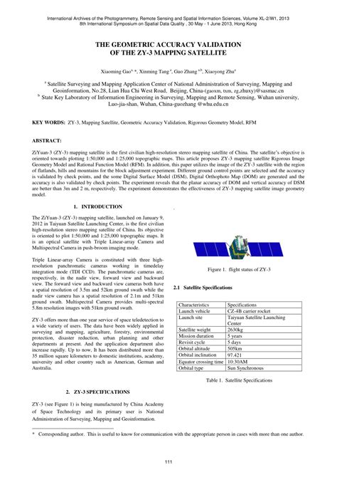 (PDF) The geometric accuracy validation of the ZY-3 mapping satellite