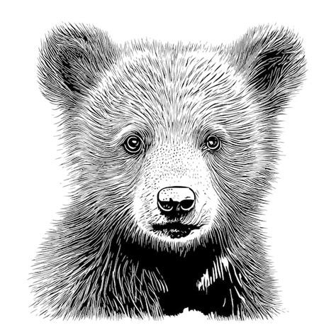 Premium Vector | Bear cub face sketch hand drawn cartoon style illustration