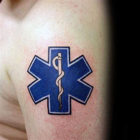 Paramedic Star Of Life Guys Upper Arm Tattoo | Paramedic tattoo, Ems ...