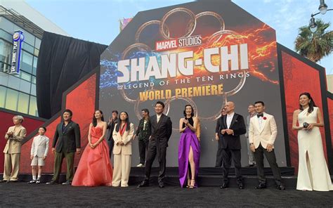 Cast of Shang-Chi and the Legend of the Ten Rings at World Premiere in Hollywood minus two of ...