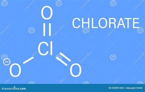 Chlorate Anion Molecule, Chemical Structure. Skeletal Formula Stock Vector - Illustration of ...