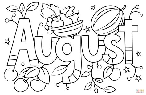 Printable August Coloring Pages