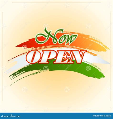 Design Template for Now Open Sign on Colorful, Brush Stroke Stock Vector - Illustration of ...