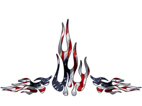 American Flag - flame decals for ride on lawn / garden tractors