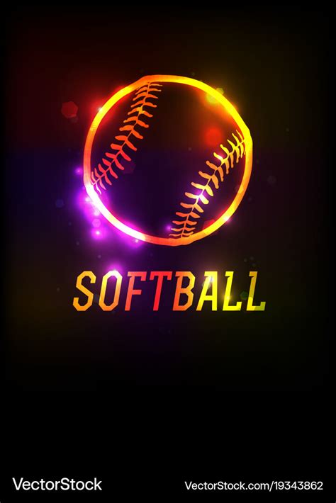 Glowing softball icon background Royalty Free Vector Image