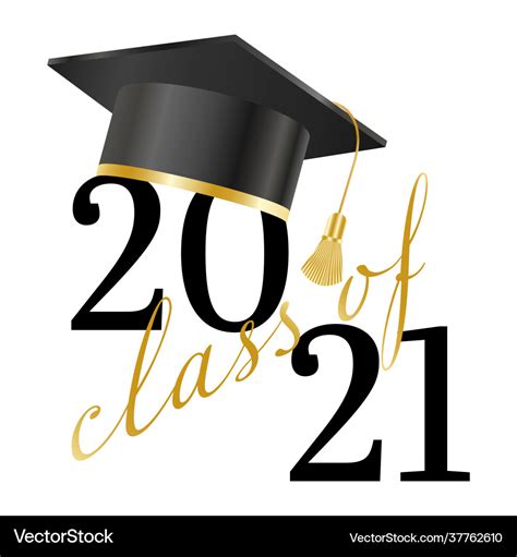 Class 2021 graduation black and gold logo Vector Image