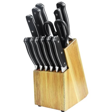 Chef Knife Block Set, 13pcs Professional Stainless Steel Kitchen Knife ...