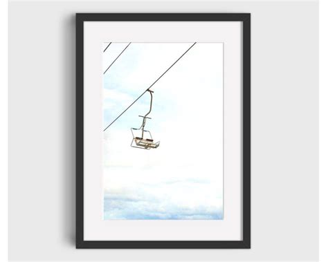 Ski Chair Lift Watercolor Painting - Ski Home Decor, Skier Print, Ski ...