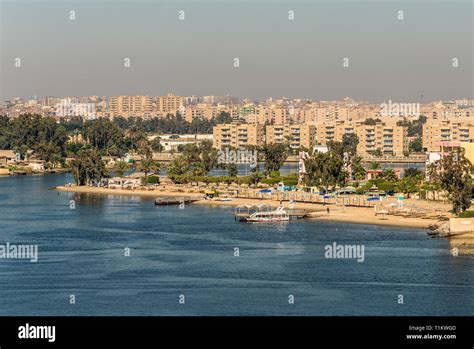 Ismailia, Egypt - November 5, 2017: Cityscape of Ismailia on the lake ...