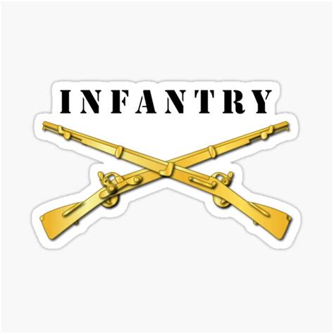 "Army - Infantry Br - Crossed Rifles w Blk Txt White Outline" Sticker ...