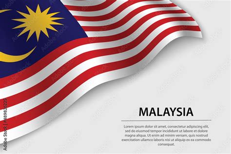 Wave flag of Malaysia on white background. Banner or ribbon vector ...