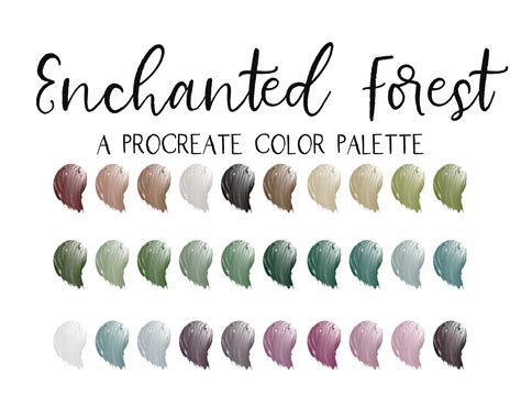 Enchanted Forest Procreate Color Pallet, iPad Lettering, Procreate Add ...