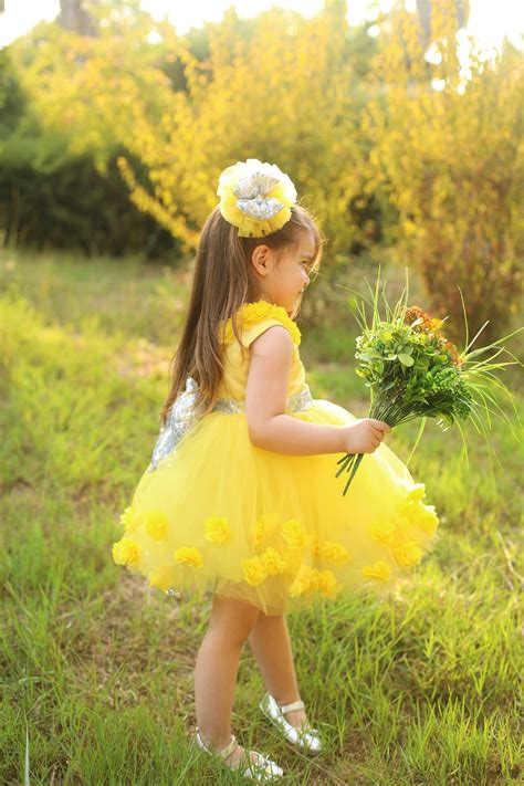 Flower Baby Girl Dress Yellow Special Occasion Yellow Dress - Etsy