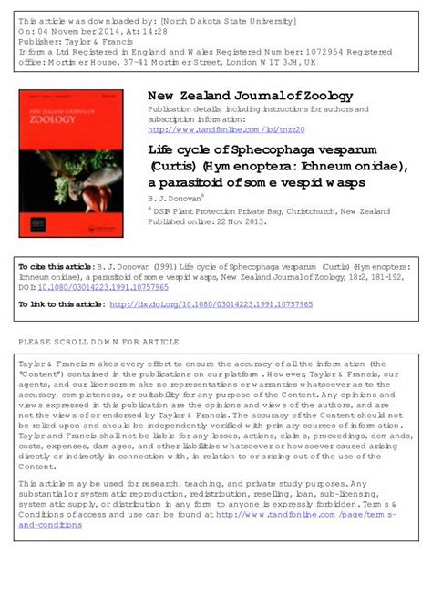 (PDF) Life cycle of Sphecophaga vesparum (Curtis) (Hymenoptera: Ichneumonidae), a parasitoid of ...