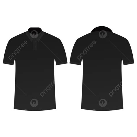 Mockup Black Tshirt Polo Clothes Vector Black Shirt Transparent Background, Black Polo Mockup ...