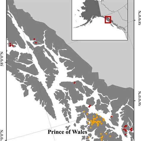 Study area map showing Alexander Archipelago in Southeast Alaska. Red ...