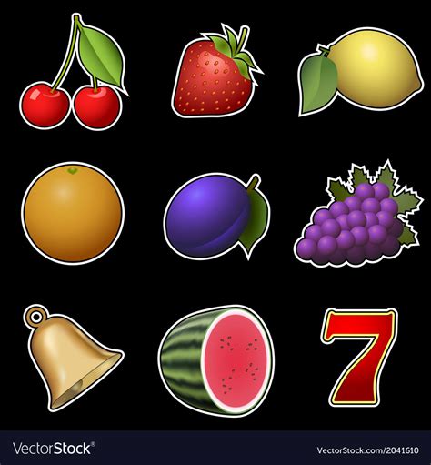 Slot machine fruit symbols Royalty Free Vector Image