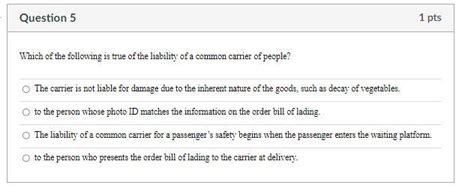 Solved Which of the following is true of the liability of a | Chegg.com