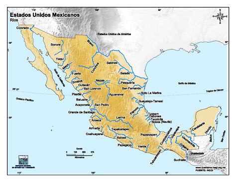 Mapa de los rios de México