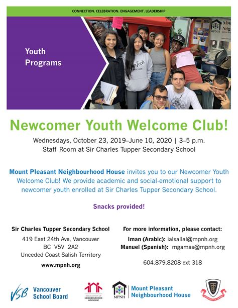 Newcomer Youth Welcome Club at Sir Charles Tupper Secondary School ...