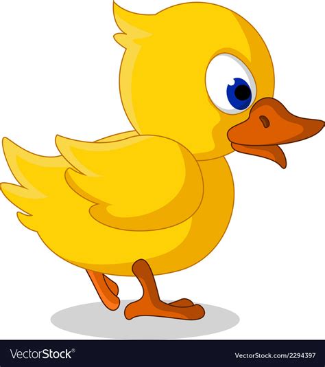 Cute little baby duck cartoon walking Royalty Free Vector