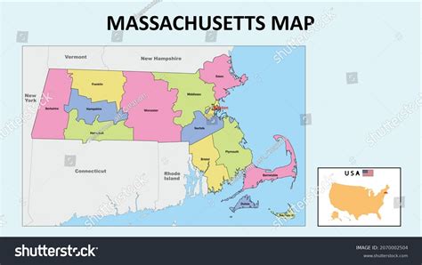 Massachusetts Map State District Map Massachusetts Stock Vector ...