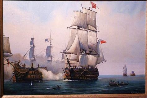 Early painting of the battle of Trafalgar. Painting by Mike Jeffries ...