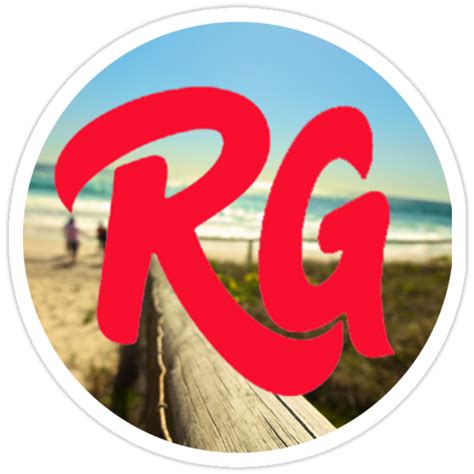 "RG LOGO With Red Lettering and Beach Background " Stickers by djrob | Redbubble