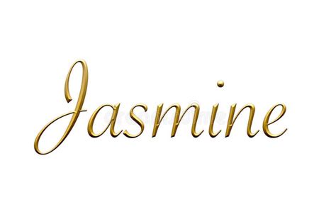 Jasmine - Female Name . Gold 3D Icon on White Background. Decorative Font. Template, Signature ...