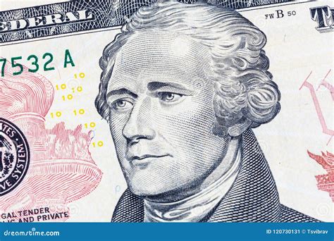 Alexander Hamilton Portrait on 10 US Dollar Bill Stock Image - Image of business, face: 120730131