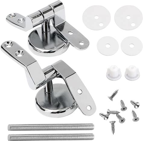 Toilet Seat Hinges, 1 Pair Chrome Finished Toilet Seat Hinge Replacement for Toilet Seats with ...