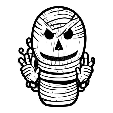 Halloween Mummy Scary Illustration Sketch Hand Draw Stock Vector - Illustration of clipart ...